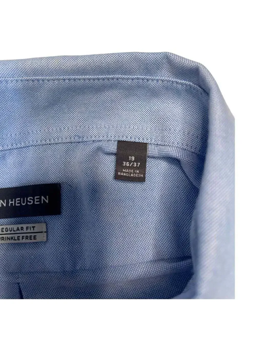 Van Heusen Size 19 36/37 Blue Regular Fit Wrinkle Free Long Sleeved Dres…